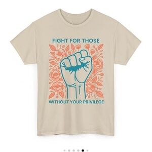 Fight For Those Without Your Privilage Tan Gildan Heavy Blend Cream Sweatshirt